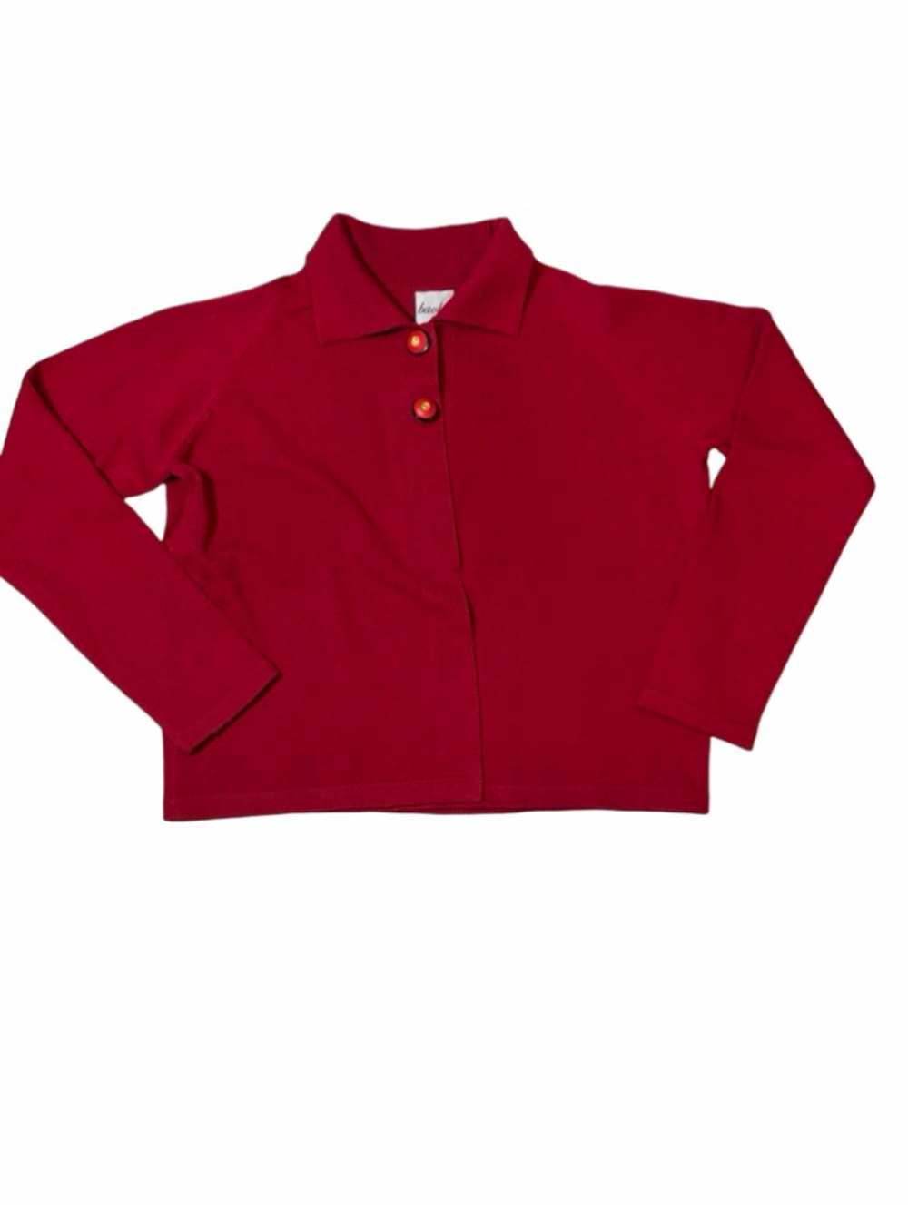 Baobei New York Red Wool Blend Knit Cardigan Jacket Collared XL NWT